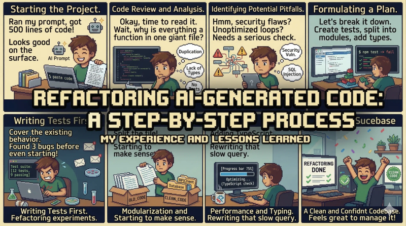 Illustration of refactoring AI-generated code